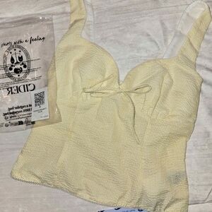 Cider Yellow Tie-Front Tank Top